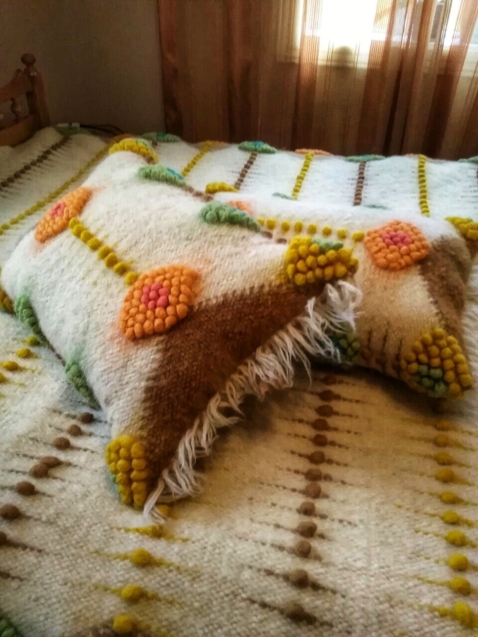 Ukrainian Boho Throw Blanket Boucle Wool Throw Blanket Etsy