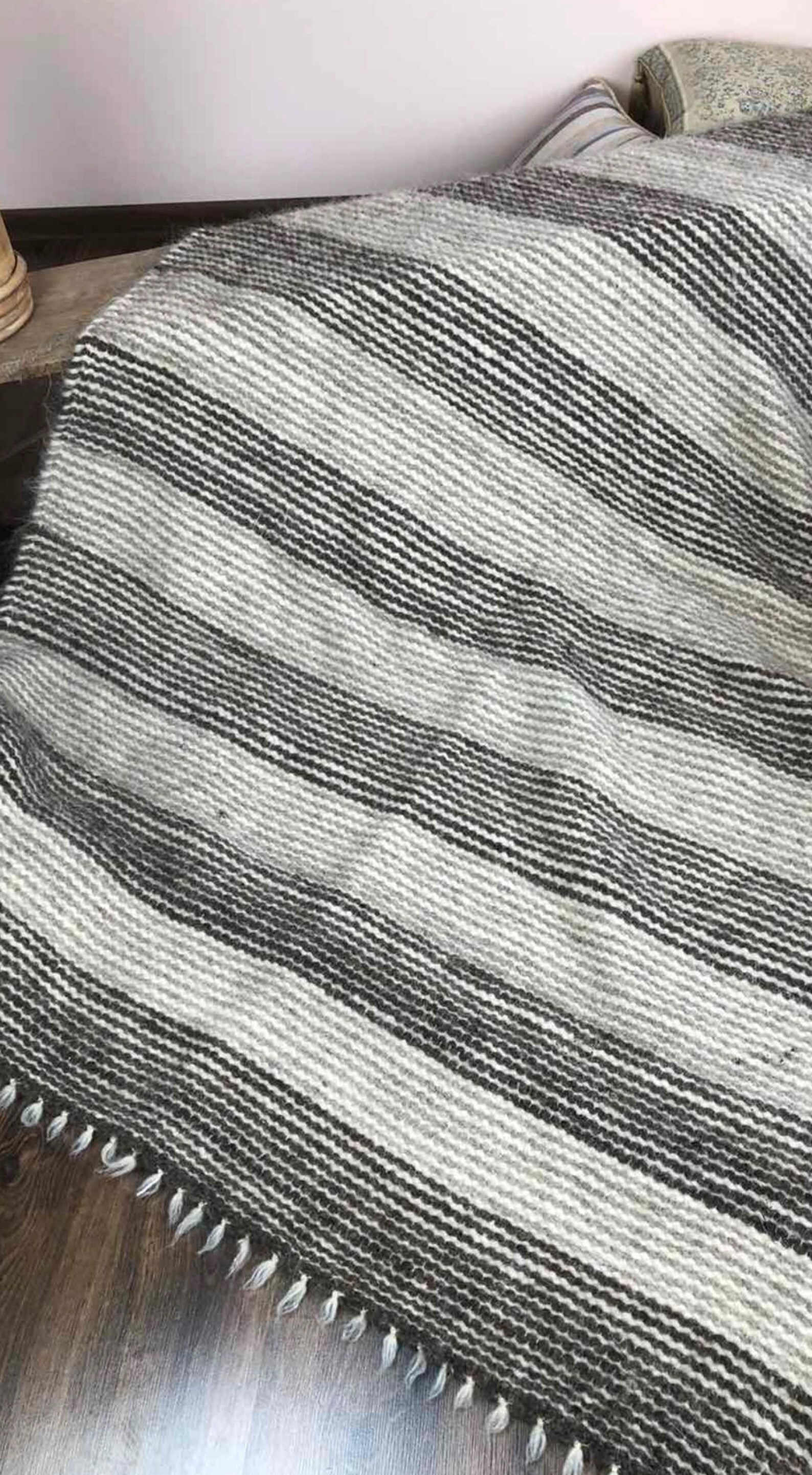 Gray wool blanket wool plaid warm thick blanket handmade Etsy