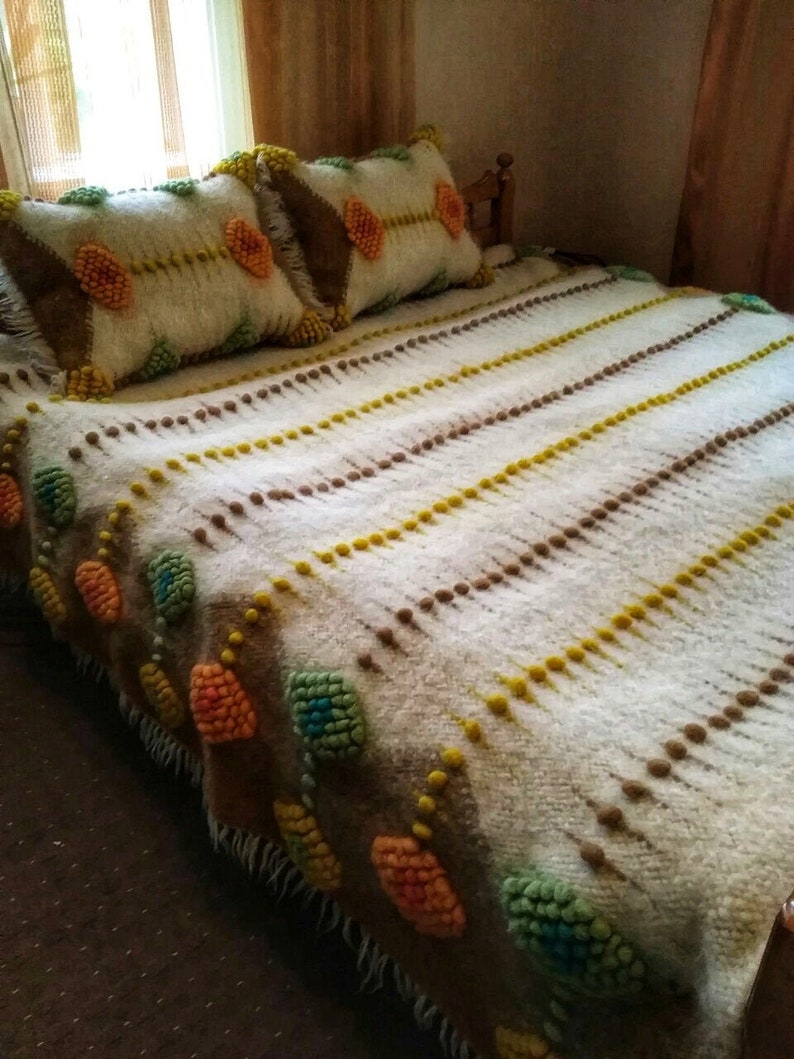 Ukrainian Boho Throw Blanket Boucle Wool Throw Blanket Etsy