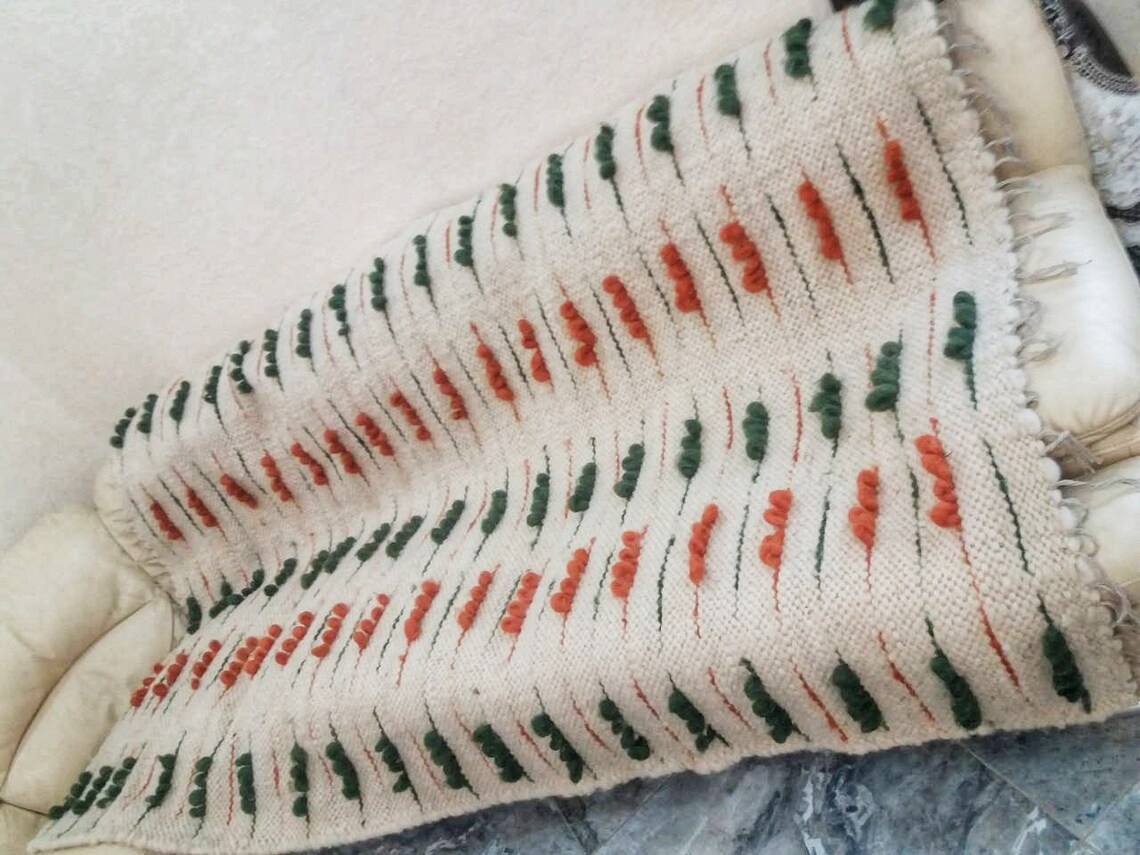 Boucle Throw Blanket cream Woolen Wool Bedspread Country Etsy