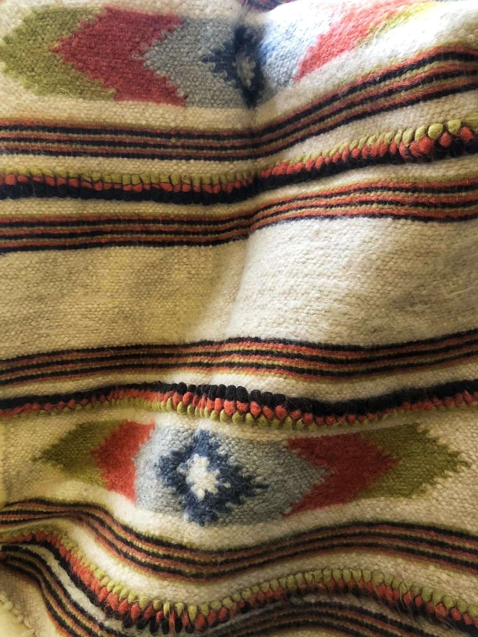 ECO Wool Boucle Kilim Blanket 87 70 inc Mexican Wool Etsy