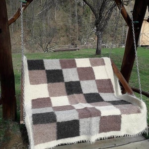 Wool Throw Blanket Biege & Grey Chunky Knit Blankets Woven Woolen Bed Cover Sofa Garden Blanket Check  Wool Weighted Blanket, Gift For Mom