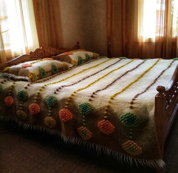 Ukrainian Boho Throw Blanket Boucle Wool Throw Blanket Etsy