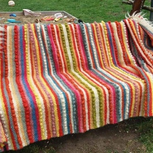 Bridge Striped Blanket, Ukraine, Hutsul, Lizhnyk, Wool Blanket, Boucle, Woven Wool Art, Bedspread, Rug, Washable Blanket, ECO Home Decor