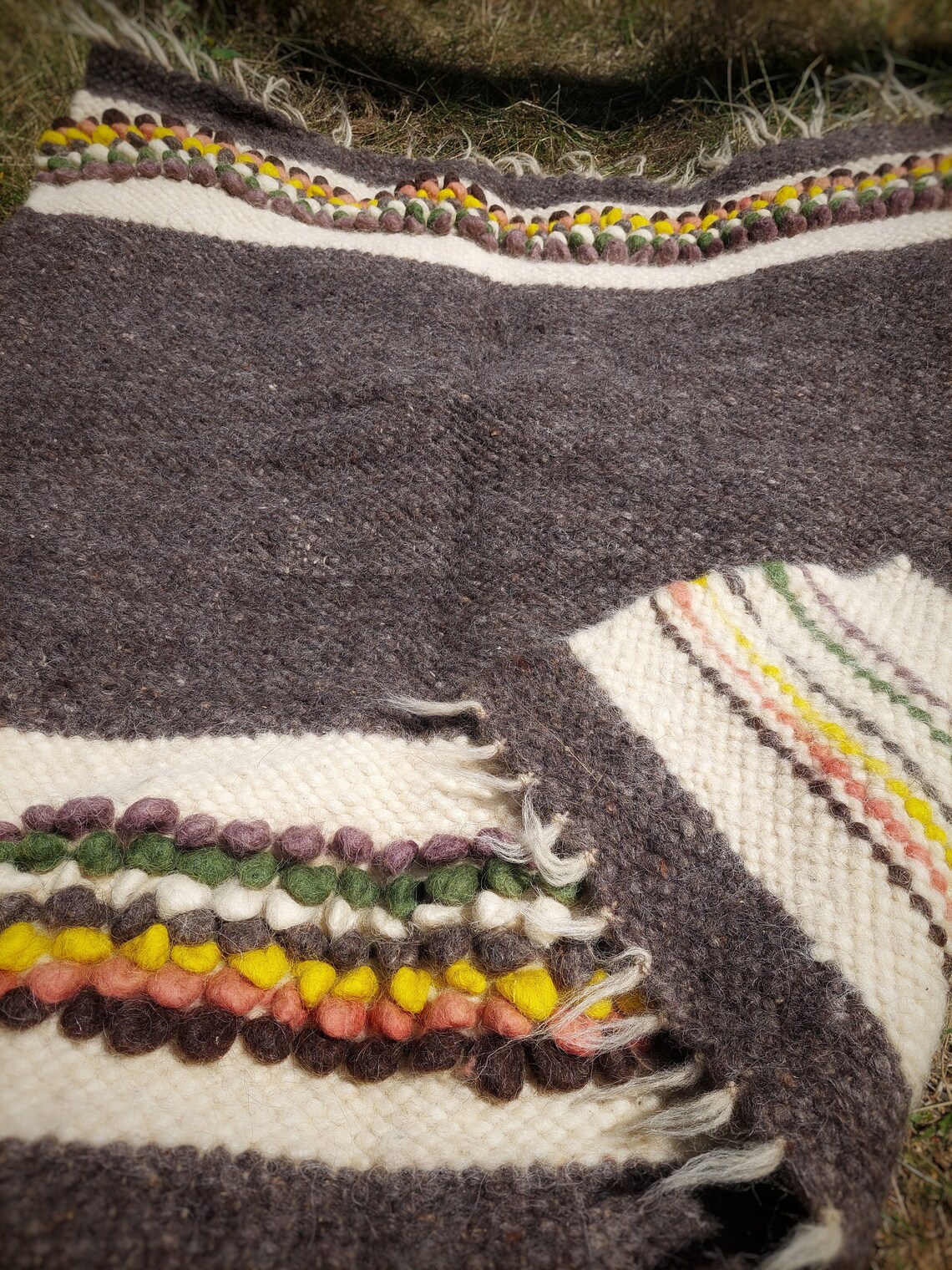 Woven Wool Art Ukraine Hutsul Blanket Grey Ukraine Wool Etsy