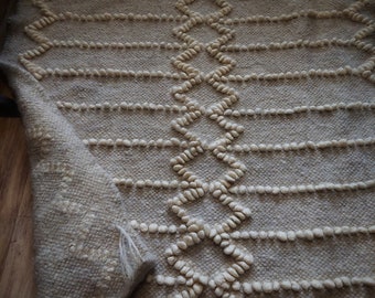 Ukrainian Lizhnyk Hutsul Wool Carpathians Boucle Trown Blanket,   Bedspread, Sofa Cover, Rug, Wool Throw Blanket, Unique Folk Art of Ukraine