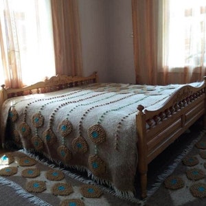 Ukranian Ethnic Wool Boucle Throw Blanket Woven Wool Bedspreads  Scandinavian Woolen Ethnic Bedspread Gifts for Mom Christmas Gifts