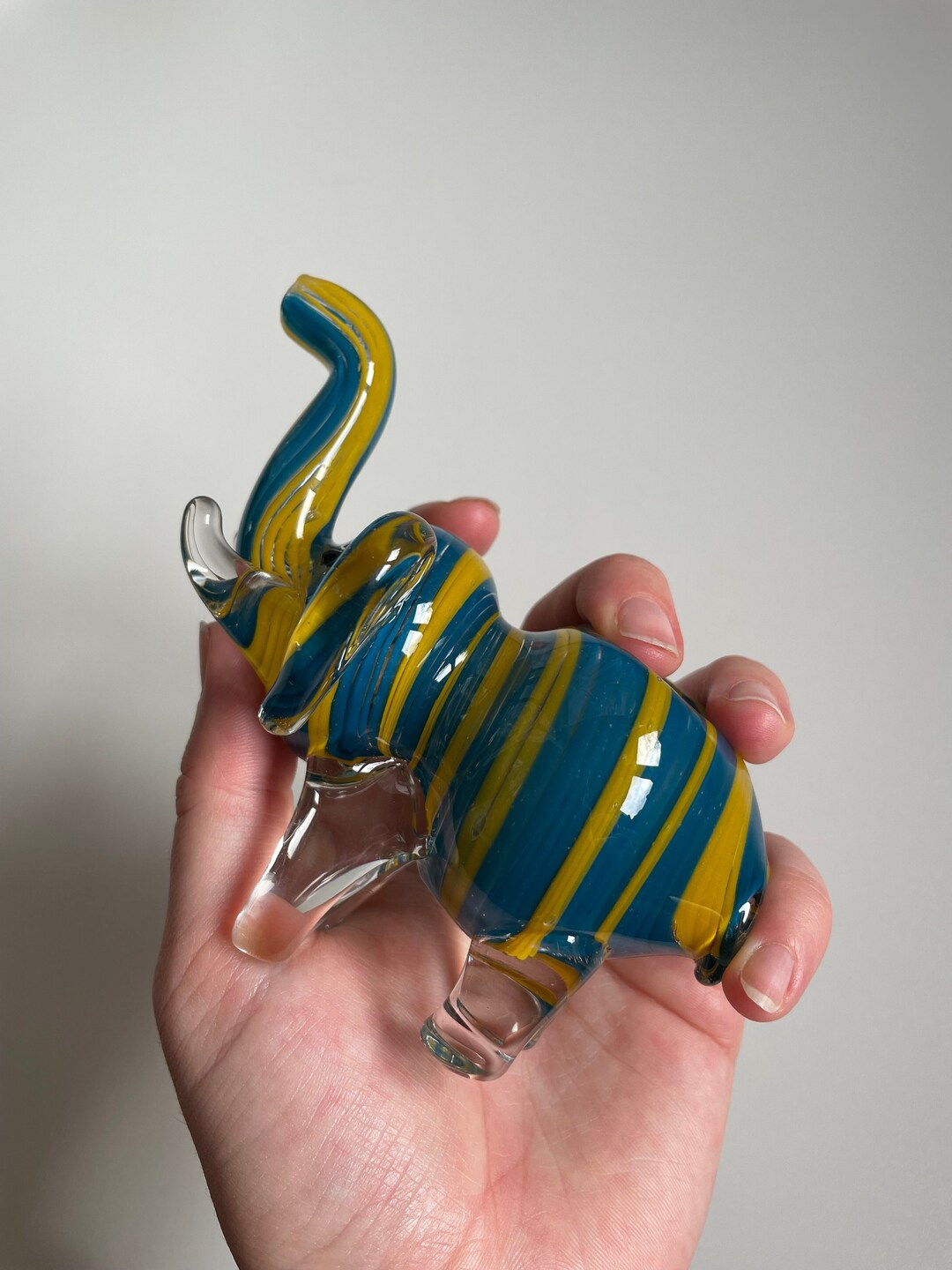 Hand Blown Coloured Glass Elephant Tobacco Pipe High Quality Etsy UK