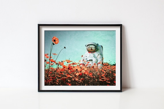Retro Sci Fi Art - Weird Stuff - Vintage Surreal Collage - Space Astronaut Art UFO Alien - Trippy Psychedelic - Science Fiction Fantasy Gift
