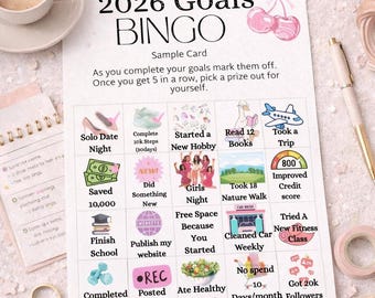 Goals Bingo Card 2026 | Habit Tracker, Self-Care (Printable PDF)