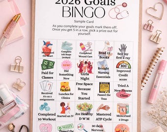 2026 Nursing School Goals Bingo | DIY Study Planner (PDF Download)