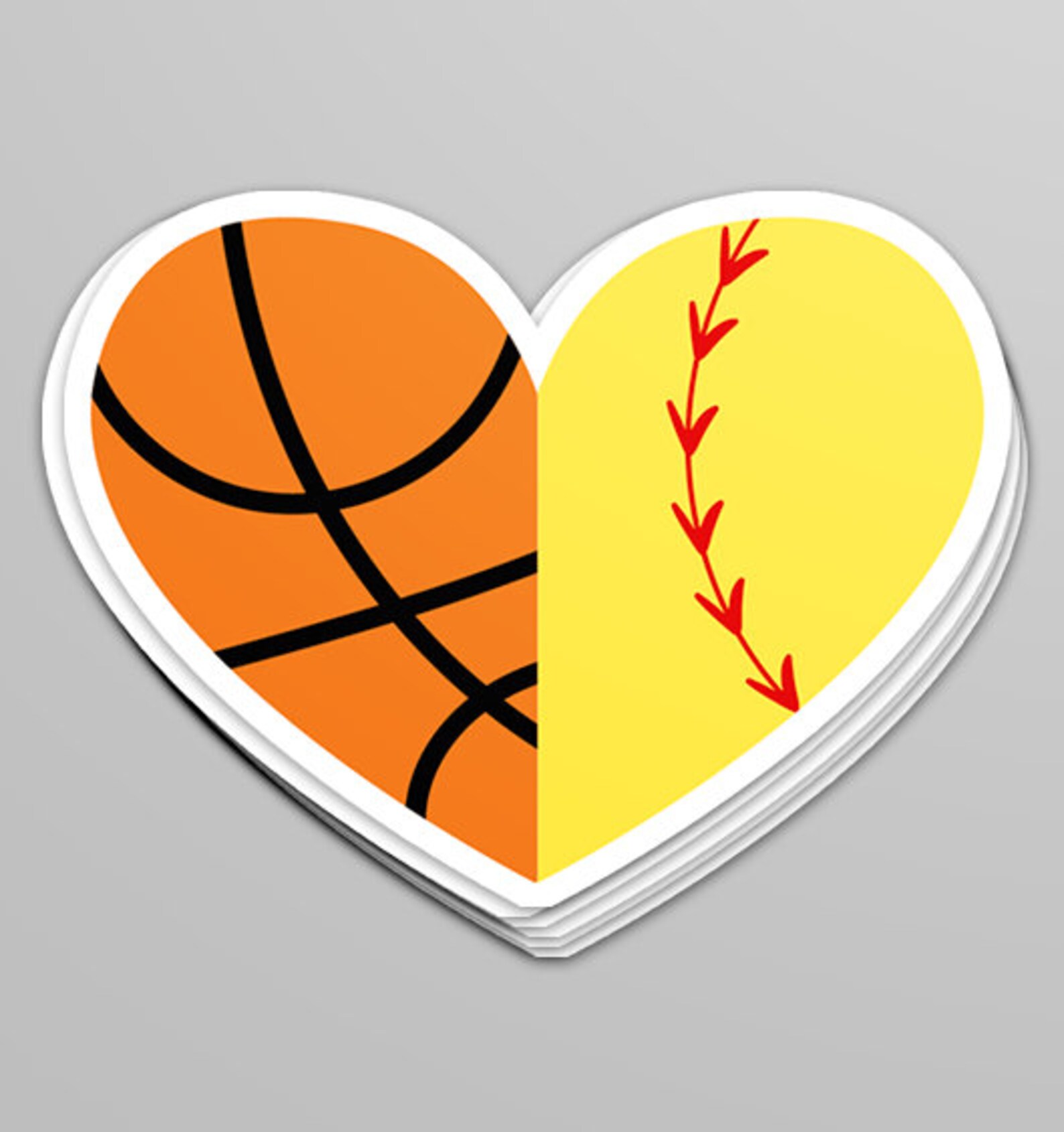 Basketball / Softball Heart Sticker Decal Vinyl Stickers Etsy