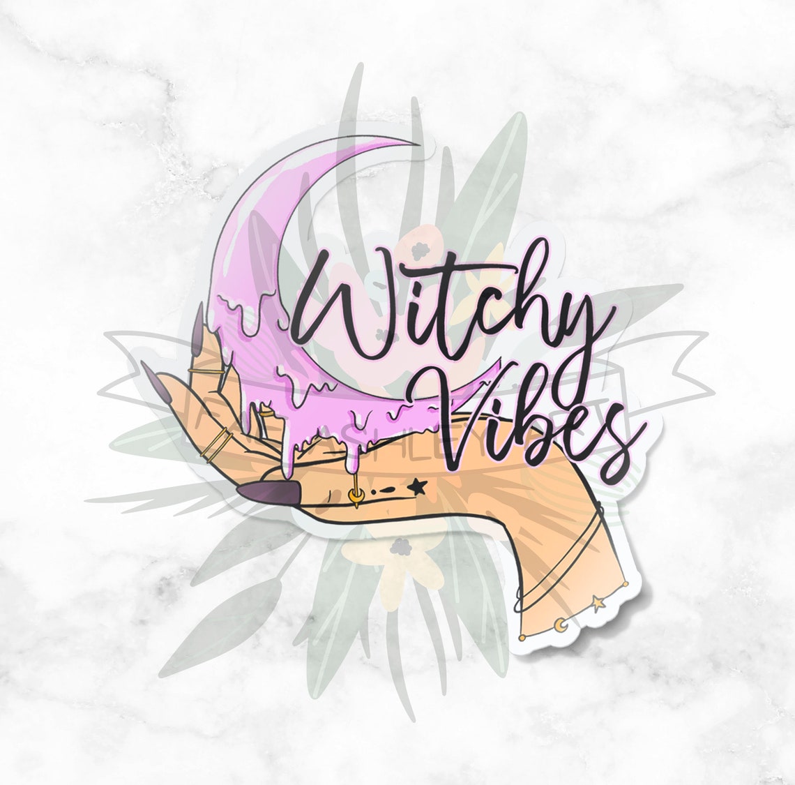 Witchy Vibes Goth Witch Sticker Halloween Vinyl Stickers | Etsy