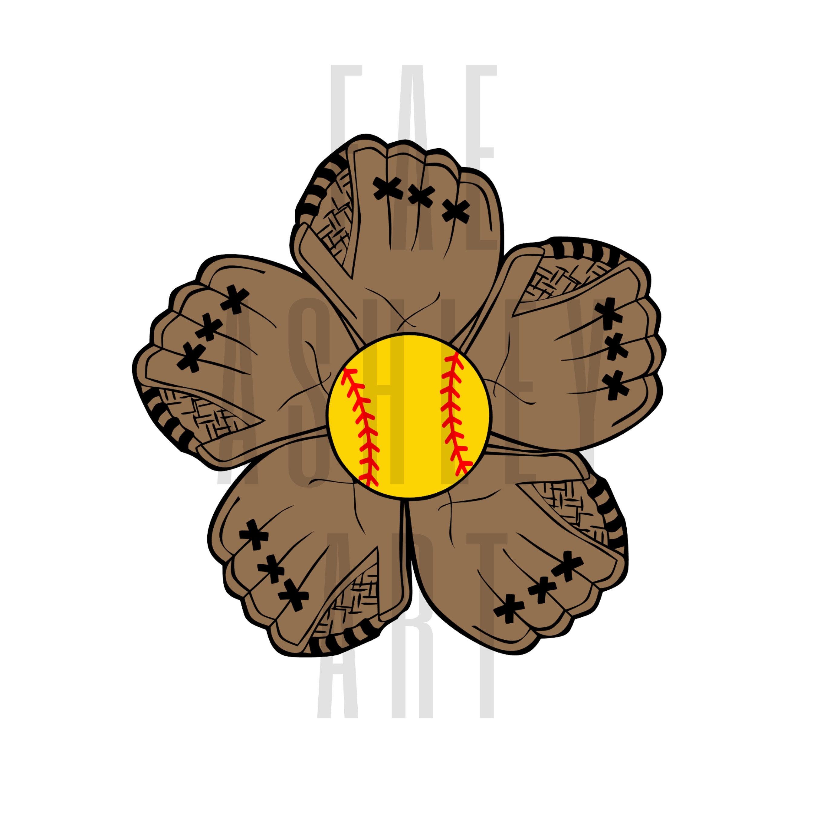 Softball Flower Sticker Vinyl Stickers Waterproof Laptop Etsy
