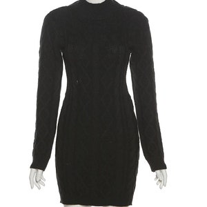 Fall / Winter Twist Knitted Long Sleeve Backless Mini Dress - Etsy