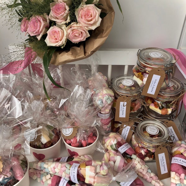 Candybar, buffet de bonbons pour mariage, anniversaire, baptême, anniversaire... pour 20 personnes