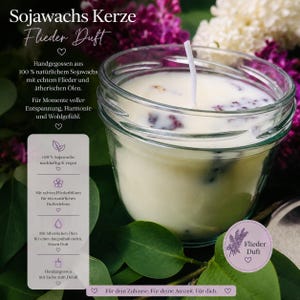 Bougie de soja en pot de verre, artisanale, LILAS