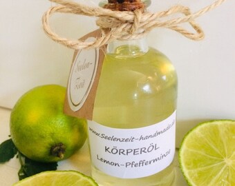 NATUR Körperöl, Massageöl  "Lemon Pfefferminz" , 100ml, verschiedene Düfte