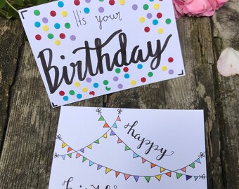 GRUßKARTE, Postkarte,Geburtstag, happy birthday diverse, handmade