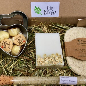 Caixa de presente NATURE &quot;Sabonete de aveia e muito mais&quot;, conjunto de spa, presente de relaxamento, caixa de autocuidado, bem-estar