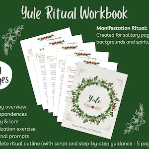 Yule Ritual Workbook, Winter Solstice Ritual for Solitary / Eclectic Pagans, 21 Pages, Printable PDF [DIGITAL DOWNLOAD]