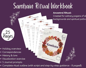 Samhain Ritual Workbook, Ancestor Ritual for Solitary / Eclectic Pagans & Witches, 25 Pages, Printable PDF [DIGITAL DOWNLOAD]