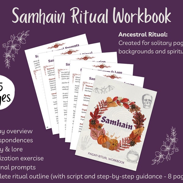 Samhain Ritual Workbook, Ancestor Ritual for Solitary / Eclectic Pagans & Witches, 25 Pages, Printable PDF [DIGITAL DOWNLOAD]