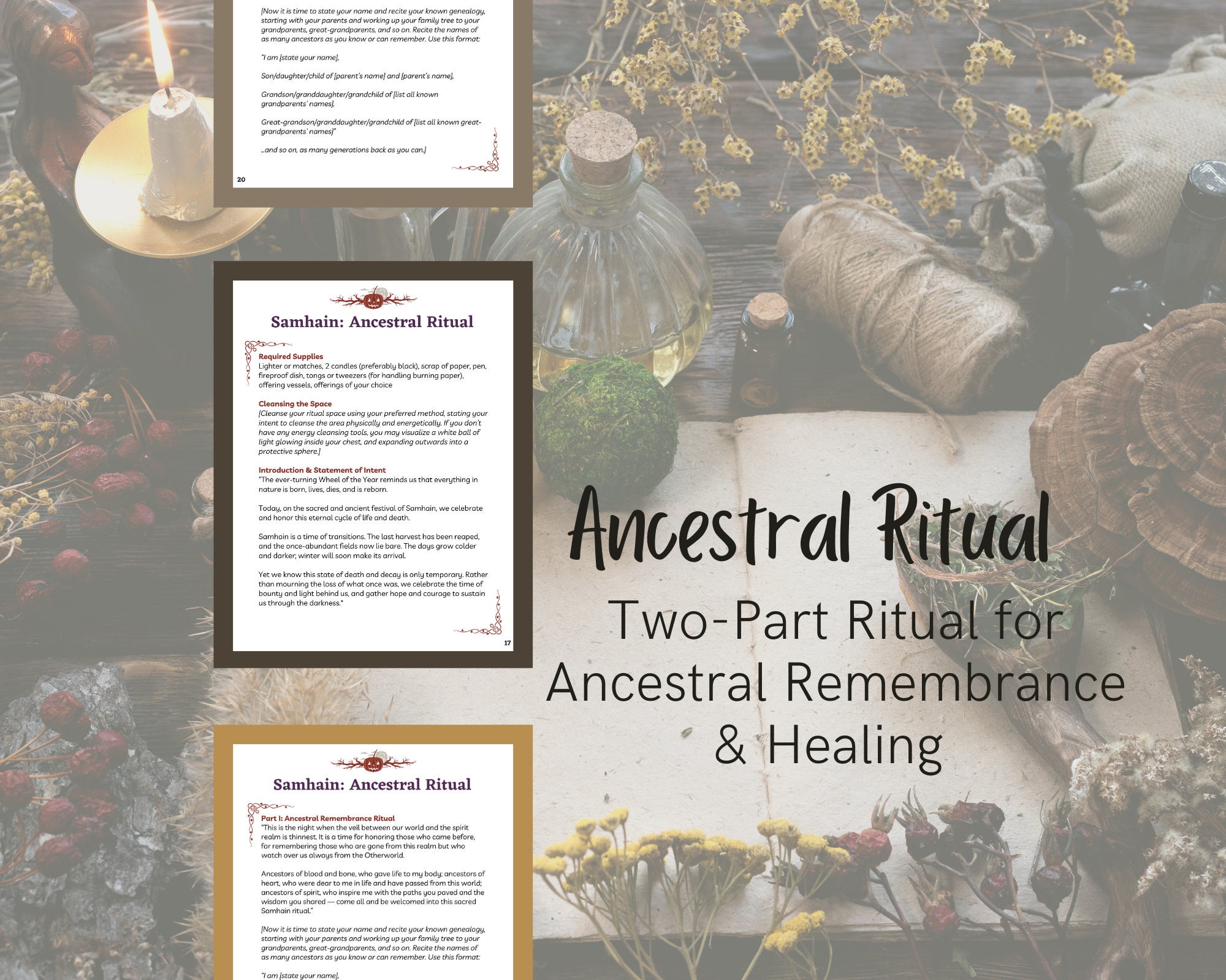 Samhain Ritual Workbook, Ancestor Ritual for Solitary / Eclectic Pagans ...