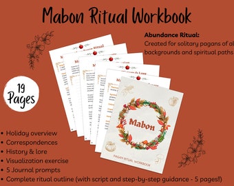 Mabon Ritual Workbook, Autumn Equinox Abundance Ritual for Solitary / Eclectic Pagans & Witches, 19 Pages, Printable PDF [DIGITAL DOWNLOAD]