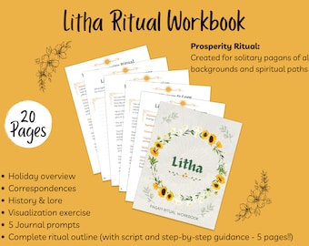 Litha Ritual Workbook, Midsummer Prosperity Ritual for Solitary / Eclectic Pagans, 20 Pages, Printable PDF [DIGITAL DOWNLOAD]