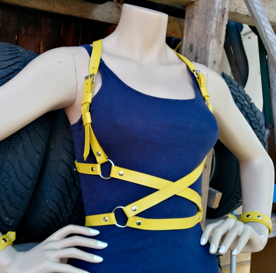 Harness Casual For Woman. Yellow Genuine Leather Fashion Etsy