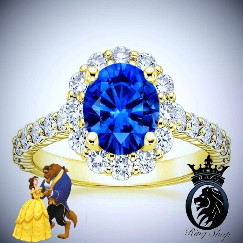 Beauty and the Beast Belle Sapphire Engagement Ring Etsy