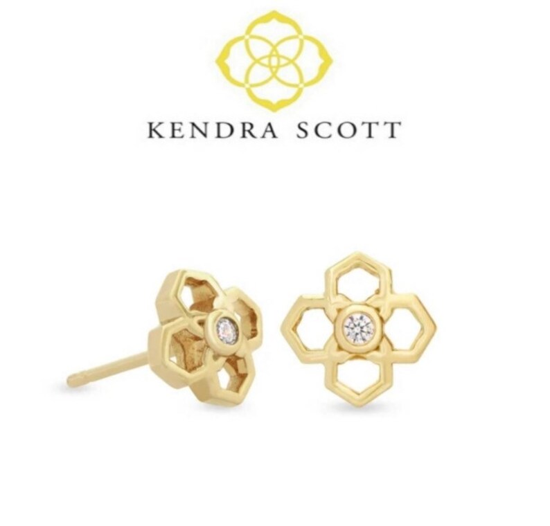 Kendra Scott logo rue gold or silver stud earrings Etsy