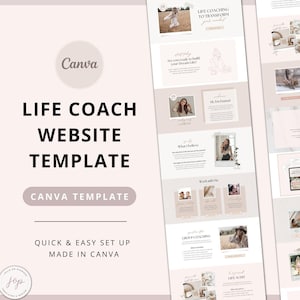 Life Coach Website Template Canva, Sales Page Template,  Coaching Business Landing Page Website Theme for Coaches, Canva Website for Coaches