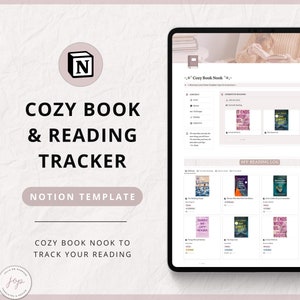 Modello di Notion per il monitoraggio dei libri, Tracker di lettura, Registro di lettura di Notion, Pianificatore di lettura, Dash di Notion per gli amanti dei libri, Organizzatore di elenchi di libri estetico