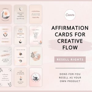 Schede di affermazione PLR per creativi, modello di affermazioni stampabili Canva, schede di citazioni ispiratrici, note motivazionali, diritti di rivendita