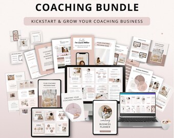 Coaching Business Canva Template Bundle: Client Onboarding, Session Planner, Worksheets for Business & Life Coach