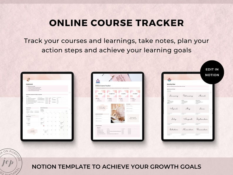 Notion Course Tracker Template - Learning Goal Dashboard - Organize ...
