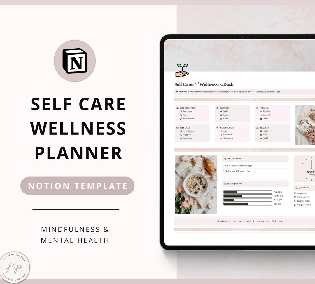 Notion Template Self Care Wellness Planner Dream Life Planner Mental ...