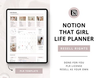 That Girl Planner Notion Template, Notion PLR Life Planner, Resell Rights, ADHD Planner Goal Setting 2025 Digital Planner Become That Girl