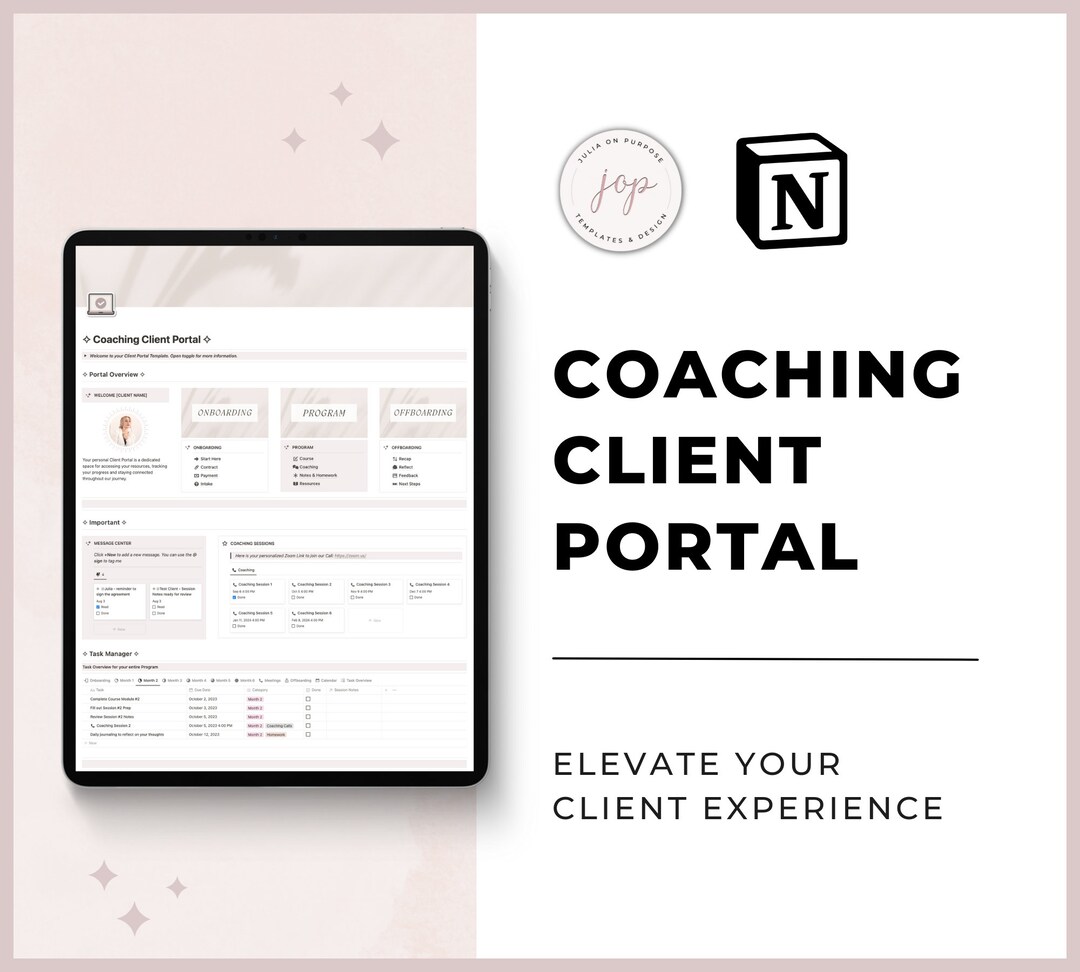 Coaching Client Portal Notion Template, Coach Client Onboarding, Notion ...