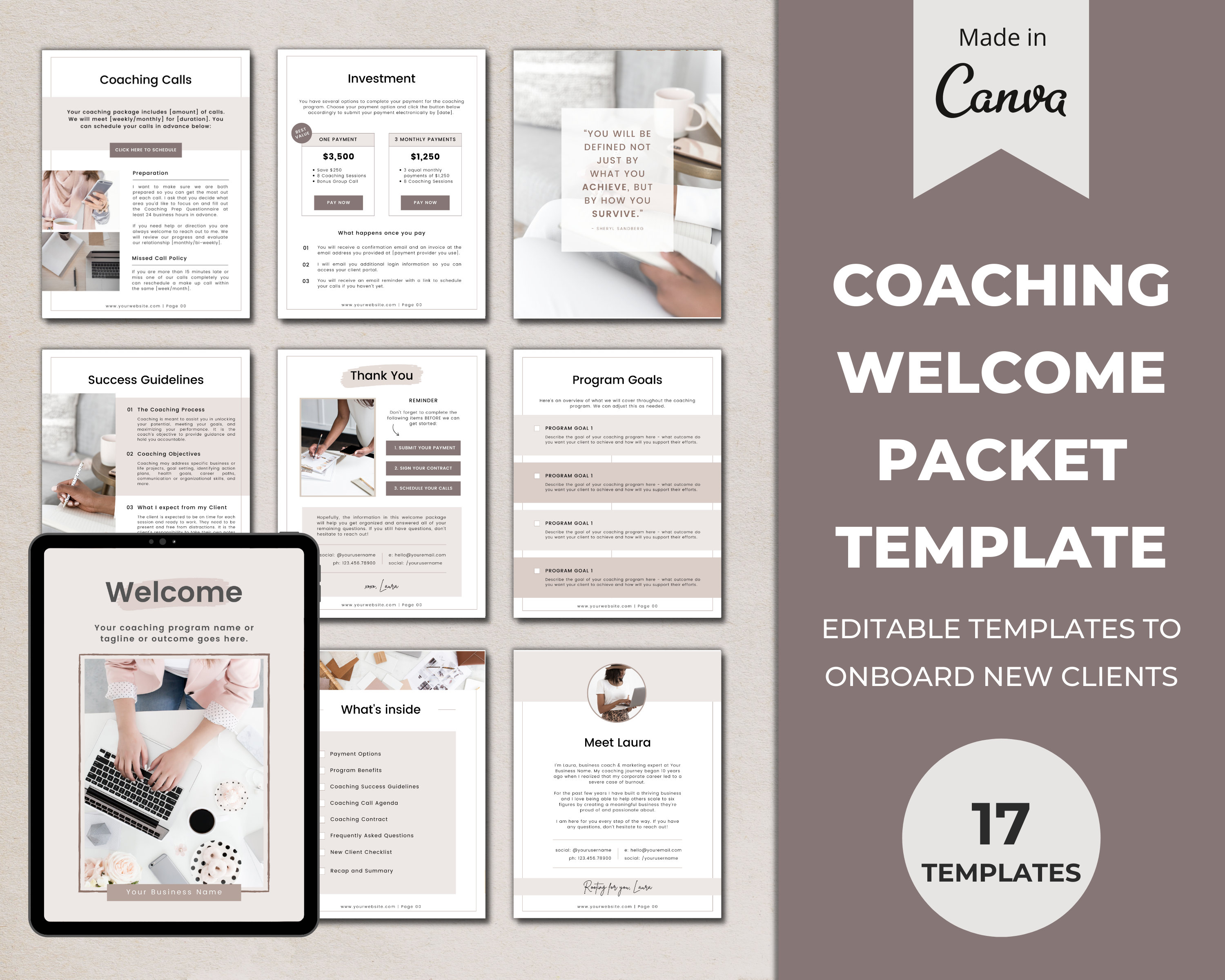 Coaching Client Welcome Package Onboarding Canva Template - Etsy