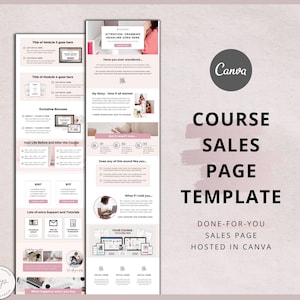 Sales Page Template Canva | Online Course Launch Template | Website Landing Page Template for Canva | Course Creator Templates | Editable