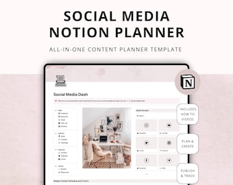 Notion Social Media Planner Template: Content Marketing Strategy (Digital Download)