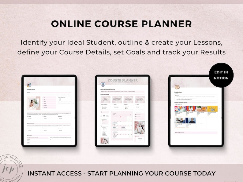 Notion Template Online Course Planner Course Creator Etsy