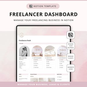 Freelance Notion Template - Notion Business Planner Template, Client Manager, Freelancer Dashboard CRM, Lead Generation