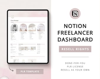 Freelancer Notion Planner PLR, Notion Business Planner Template, Resell Rights, PLR Notion Template, Client Manager, Freelance Dashboard CRM