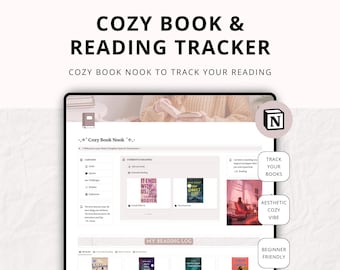 Book Tracker Notion Template, Reading Tracker, Notion Reading Log, Reading Planner, Book Lover Notion Dash, Book List Organizer Aesthetic