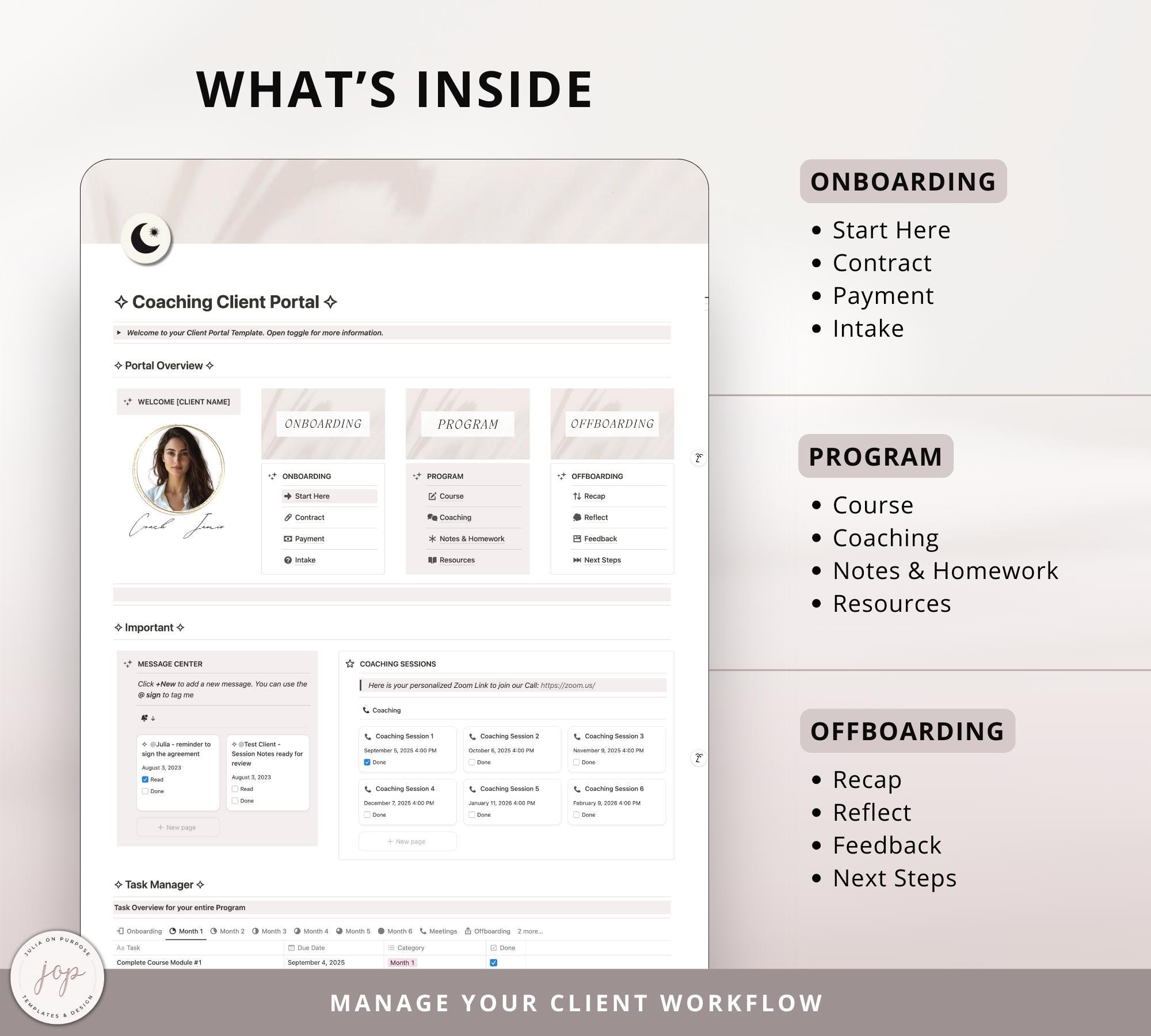 Coach Client Portal Notion Template for Coaches, Onboarding, Client ...