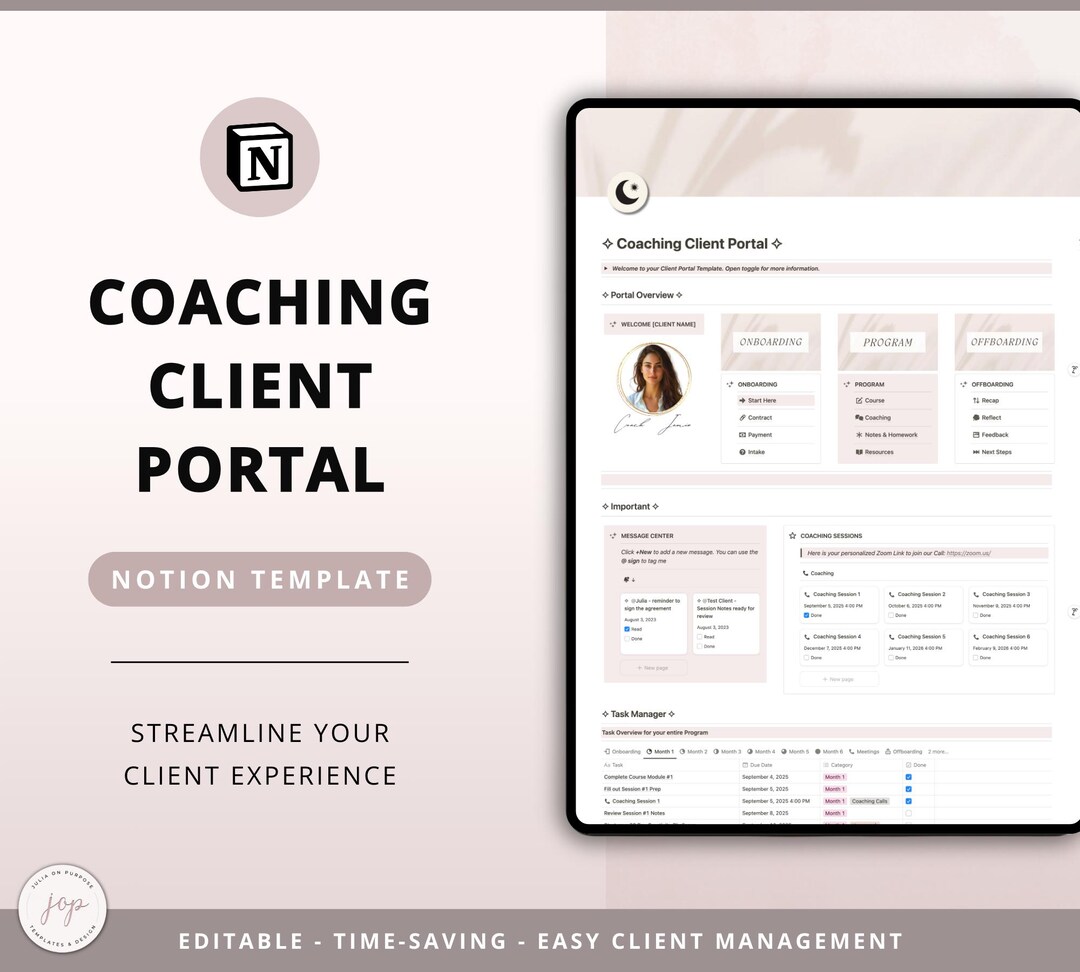 Coaching Client Portal Notion Template, Coach Client Onboarding in ...